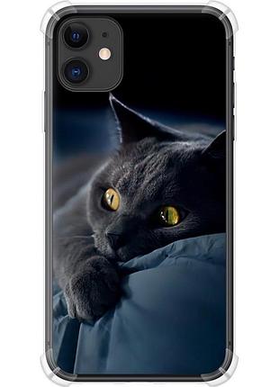 Чохол силіконовий протиударний с посиленими кутами на телефон iphone 11 димчастий кіт "825sp-1722-58250"