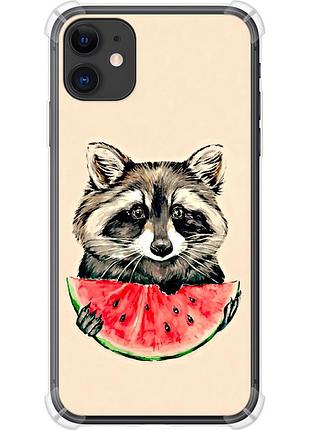 Чохол силіконовий протиударний с посиленими кутами на телефон iphone 11 єнотик з кавуном "4605sp-1722-58250"