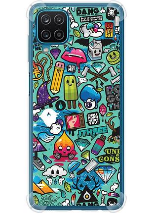 Чехол силикон с усиленными углами на телефон samsung galaxy a12 a125f стикер бомбинг 1 "693sp-2201-58250"