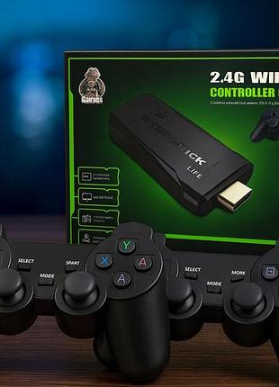 Игровая приставка hdmi game stick lite m8 64gb 4k ultra hd, 20000+ игр, 2 беспроводных геймпада, wi-fi