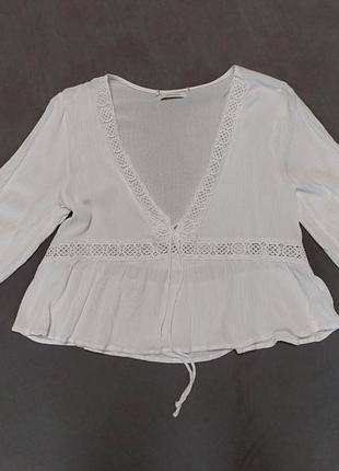 Кроп топ блуза кофта с вышивкой вискоза бренд pull &amp; bear s