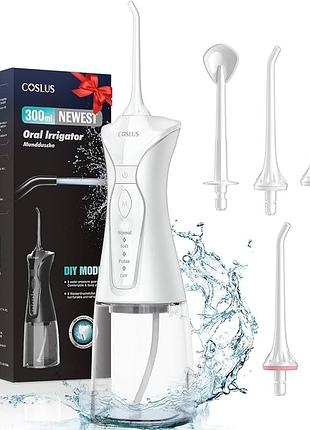 Coslus іригатор для міжзубних проміжків, резервуар для води, іригатор для порожнини рота, 5 батарей, чорний