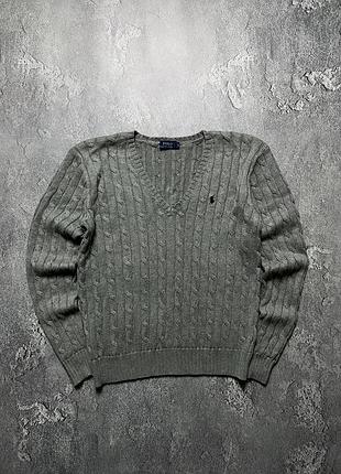 Винтажный вязаный свитер polo ralph lauren cable knitt knitted sweater big pony big logo chief keef old money поло ральф лаурен лоурен биг пони l