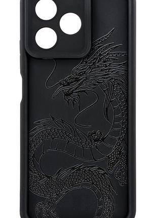 Чехол shock case print для телефона realme c51 бампер силиконовый черный с рисунком дракон