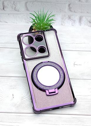 Чохол luxury case для poco m6 pro бампер силіконовий блискучий з кільцем підставкою