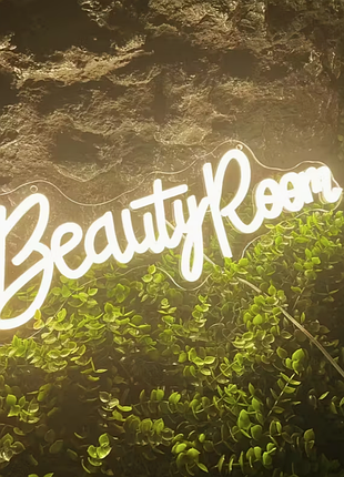 Естетична неонова вивіска "beauty room"  led декор для салону краси usb