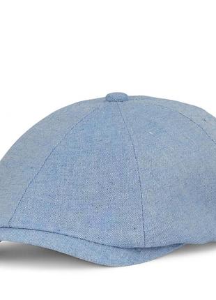 Кепка хулиганка детская лен 100% | осьмиклинка newsboy cap летняя | для мальчика и девочки | размеры 52-54 | голубая 54 см.