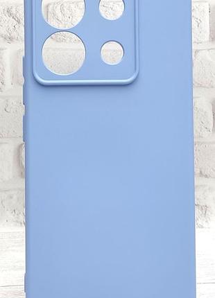 Чехол silicone case box для poco x6 бампер с микрофиброй голубой