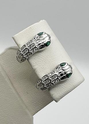 Сережки серебряные с кубическим цирконием "змея" 3,54 г