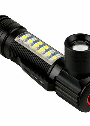 Тактический фонарь d55 led 5w usb аккумуляторный черный для охраны патрулирования и поисково-спасательных операций