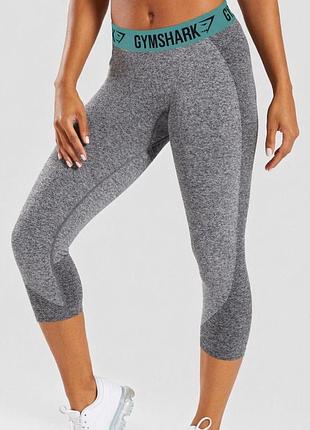 Легінси короткі жіночі gymshark спортивні компресійні меланж сірі s