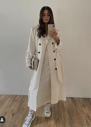 Молочный нюдовый женский тренч стильный меди весенний плащ zara
