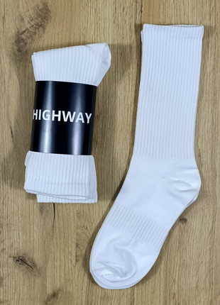 Высокие белые носки highway високі білі шкарпетки