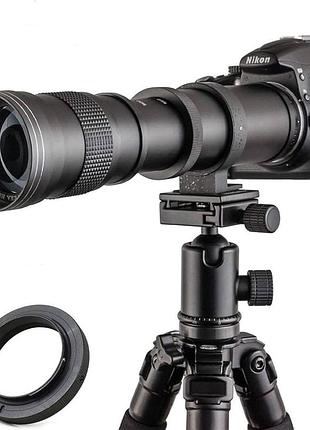 Jintu 420-800 мм f/8.3 телеоб'єктив зі змінною фокусною відстанню та ручним керуванням + t-подібне кріплення для canon eos