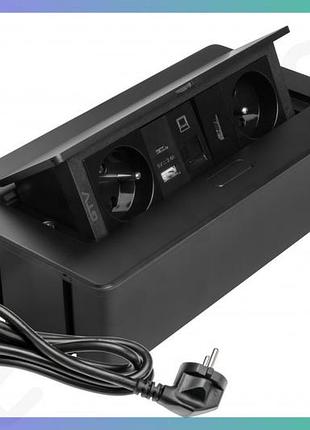 Мебельная розетка gtv multisoft 2хshuko usb a+c rj45 hdmi черная для офиса и дома