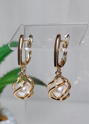 Серьги из медицинского золота позолота 18к xuping