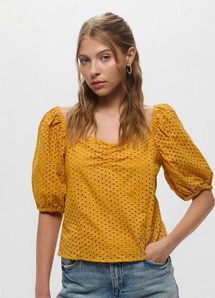 Блуза топ прошва h&m гірчичного кольору
