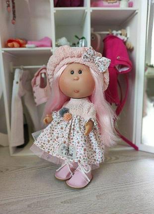 Кукла little mia с розовыми волосами nines d`onil, 23 см
