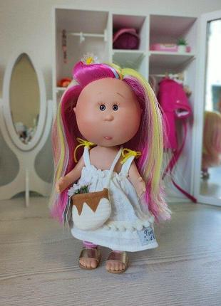 Кукла little mia с радужными волосами nines d`onil, 23 см
