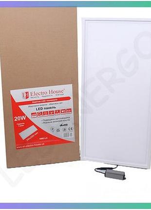 Led панель прямокутна 295х595 мм 20вт холодний білий 6500к освітлювальна 1800 лм для офісу