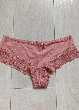 Розовые ажурные трусики коттоновые трусы кружевные esmara m м 10 38 46