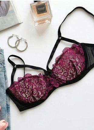 Бюстгальтер женский asos кружевной черный бордовый 75d