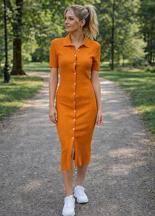 Сукня плаття сорочка на ґудзиках в рубчик zara