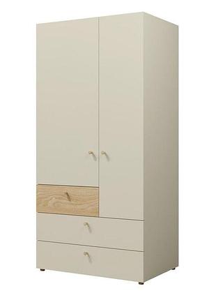 Шкаф для подростка yuki reg 2 серо-бежевый/дуб масляный, 90x185x60 см, вместительный, с плавным закрытием