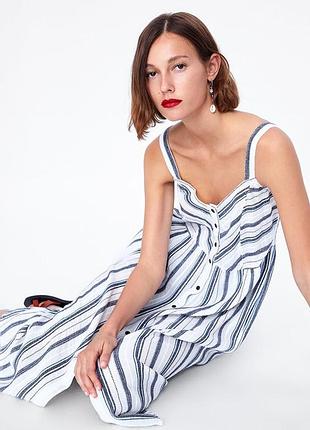 Сукня бавовняна міді на бретельках в смужку zara р.m