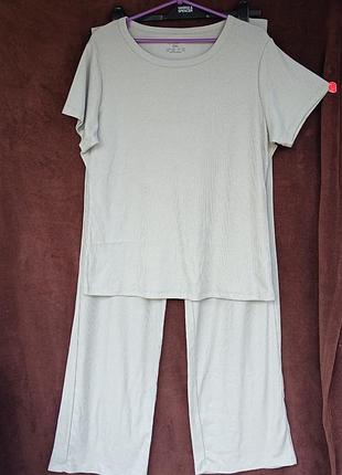 Костюм женский в рубчик мятний, 2xl, батл