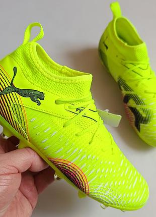 Новые детские бутсы puma future 8 match ll jr fg/ag 108385-03, салатовый, р35.5 длина стельки по факту 23см