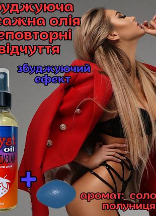 Массажное масло возбуждающее оригинал «pink strawberry 100ml» новые ощущения гарантированы
