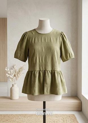 Блузка vero moda оливкова з баскою, розмір s