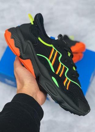 Мужские кроссовки adidas ozweego black orange green