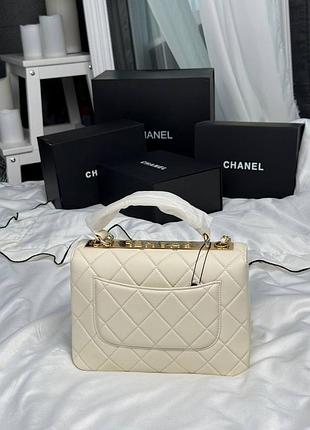 Сумки премиум coco handle white with gold hardware 3