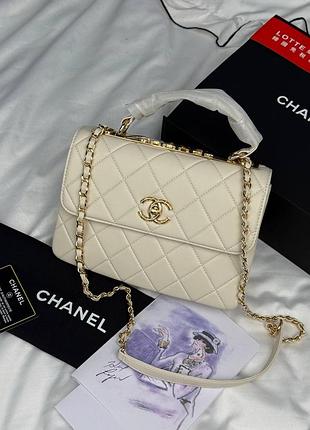 Сумки премиум coco handle white with gold hardware 5