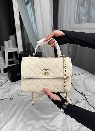 Сумки премиум coco handle white with gold hardware 4
