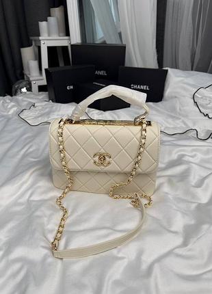 Сумки премиум coco handle white with gold hardware 7