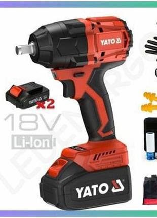 Ударный гайковерт бесщеточный yato 18 в 850 нм для автомобильной мастерской с 2 аккумуляторами