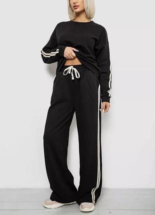 Жіночий бавовняний спортивний костюм oversize зі смужками