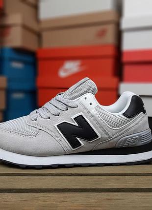 Женские кроссовки new balance 574 grey blackUN беланс серого с черными цветами