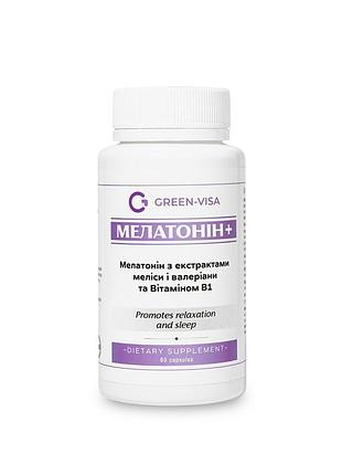 Мелатонін+ (melatonin+), 60 капсул, green visa