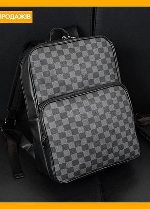 Якісний чоловічий рюкзак з екошкіри чорний для роботи та навчання стильний рюкзак