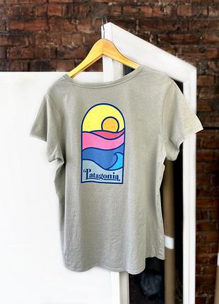Women’s t-shirts patagonia slim fit big logo gray size: xl
