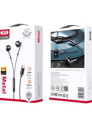 Наушники проводные xo ep66 crescent type-c digital decoding flat earphone черные top shop ua_