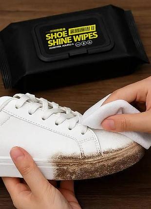 Серветки для догляду за взуттям 80шт shoe shine wipes top shop ua_