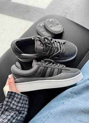 Женские кроссовки adidas campus x bad bunny grey адидас кампус серого цвета
