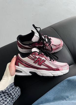 Женские кроссовки new balance 740 burgundy pink 1950 беланс бордового с розовым цветами
