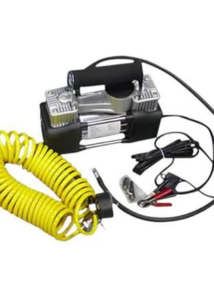 Компресор двоциліндровий автомобільний 12v ac 628a сірий із чорним top shop ua_