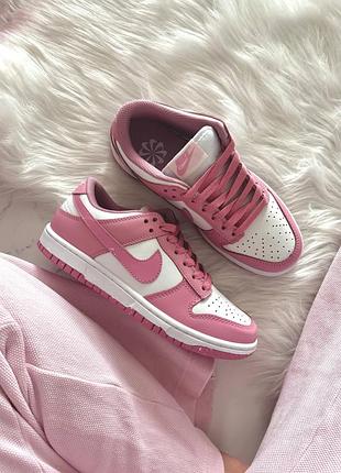 Женские кроссовки nike sb dunk low white pink найк данк розового с белым цветами